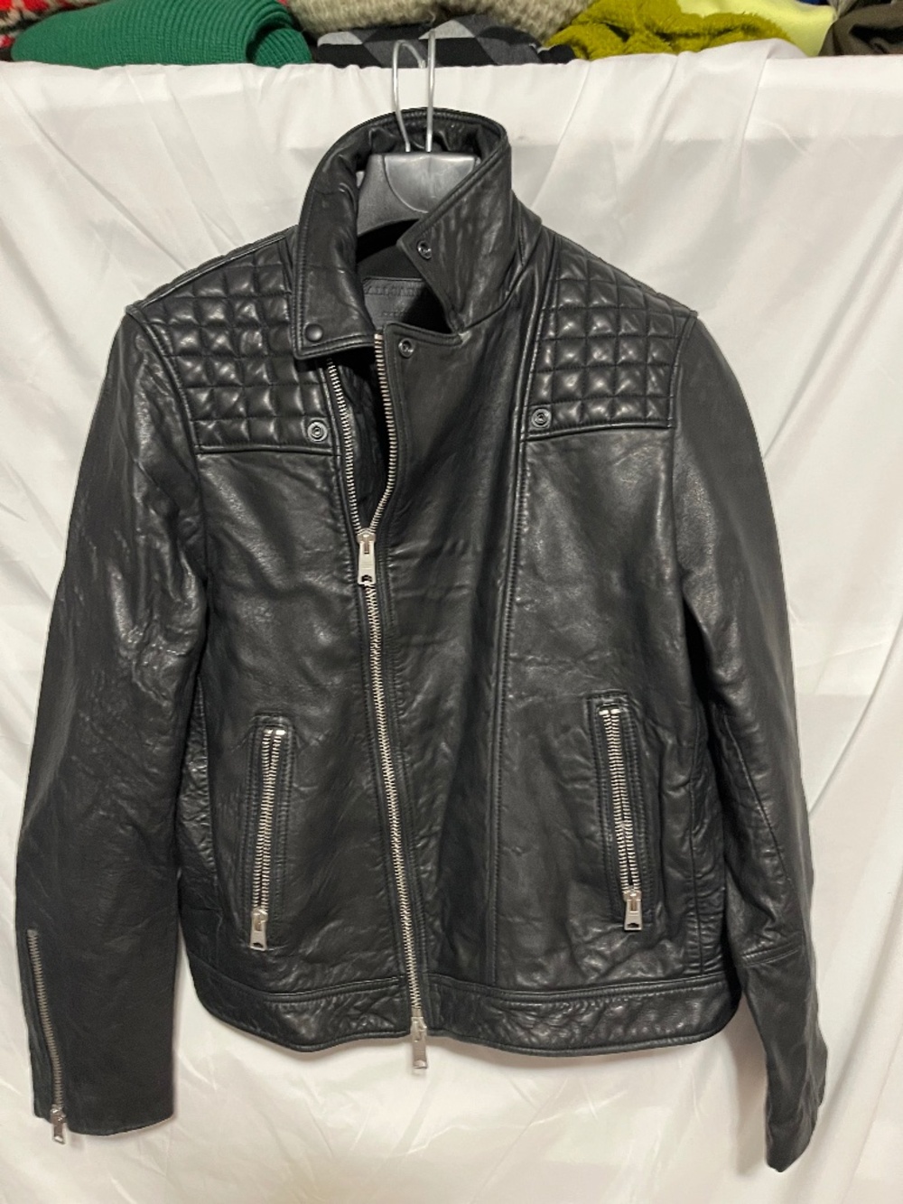 All saints leather jacket (Tag xxl but Fits like L) 23.5” X 26.5”